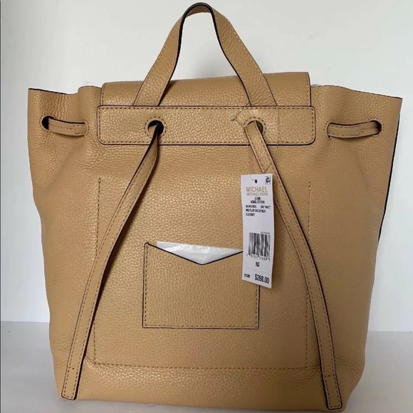 Michael Kors Junie Flap Backpack Leather Butternut - Picture 6 of 7